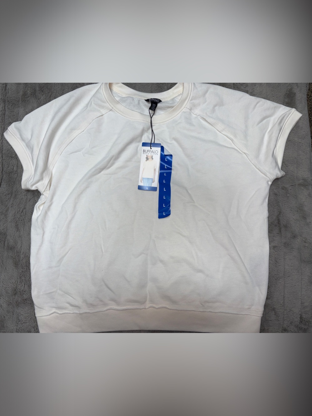 Women’s Buffalo David Bitton White Short-Sleeve Soft Terry Top Large